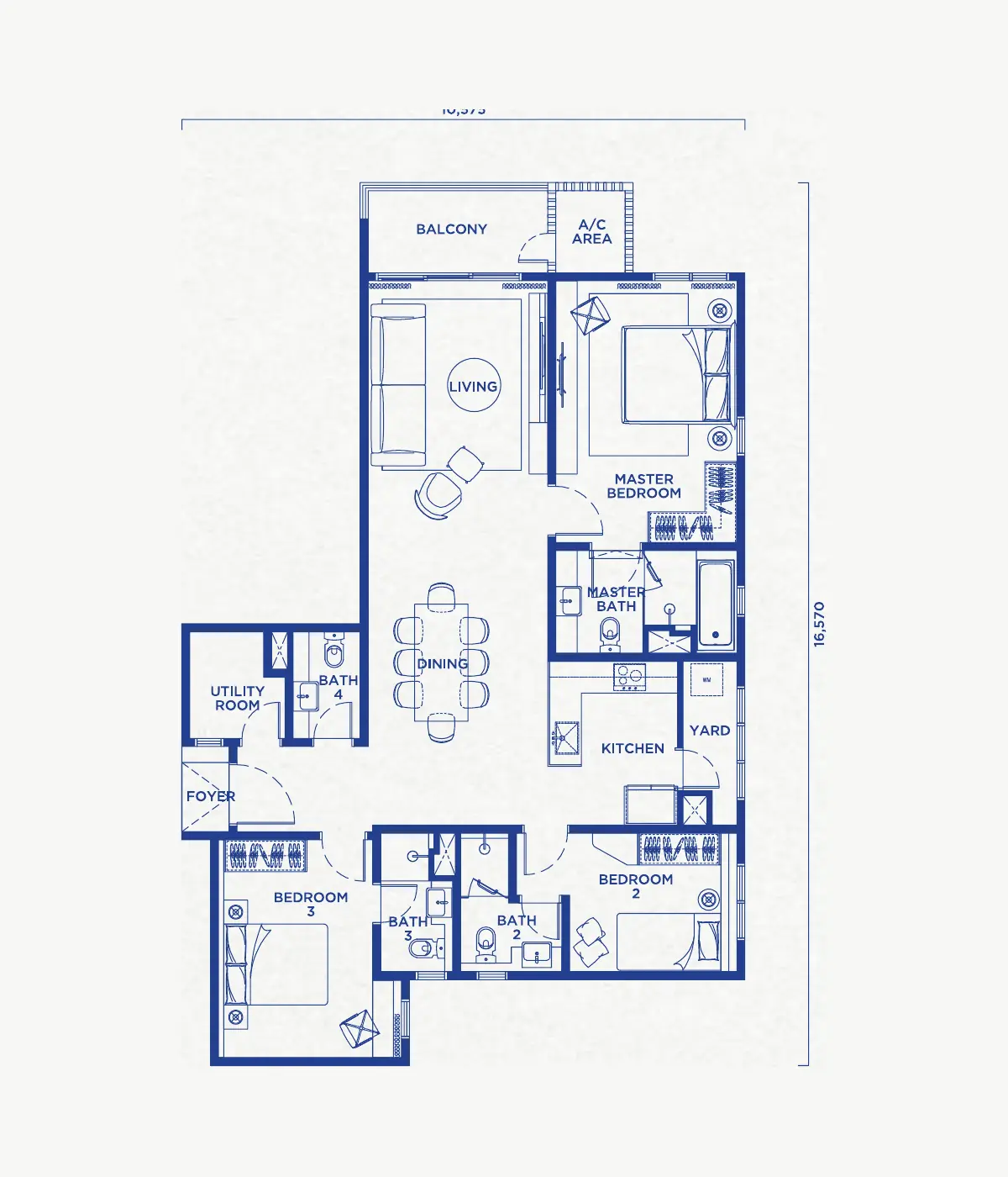 Talia 1,372 sq ft layout, 3 plus 1 bedroom, 4 bathroom